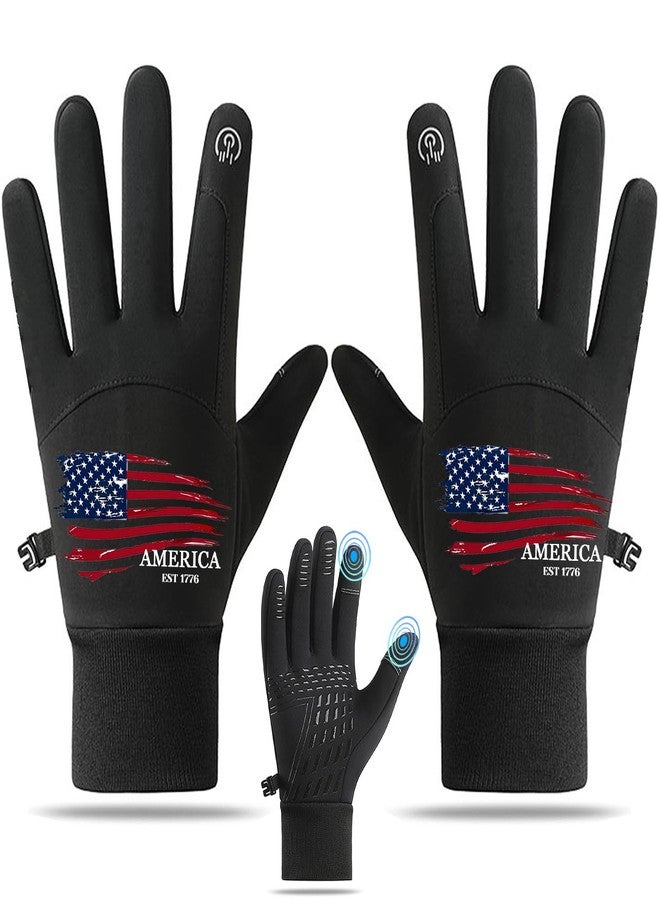 viofre Winter Gloves Women Men Cold Weather Thermal Warm Gloves for Men Women Waterproof Touchscreen Running Glove Mens American Flag Workout Glove Winter for Driving Cycling Ski Snow Christmas Gifts (L) - Image 1
